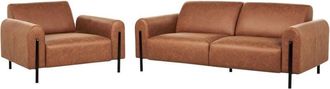 Beliani Living Room Set 4 Seater ASKIM Fabric Golden Brown