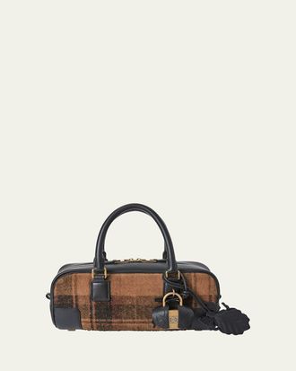 Loewe Amazona 23 Top-Handle Bag in Tartan Suede