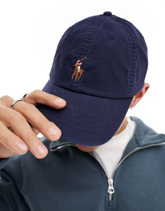 Polo Ralph Lauren Cappello con visiera blu navy con logo a icona multicolore
