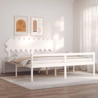 vidaXL Senior Bed without Mattress White 200x200 cm Solid Wood vidaXL