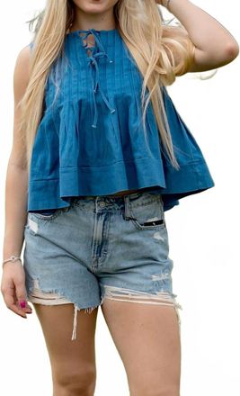 So Me Ember Pleated Blouse In Denim