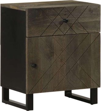 vidaXL vidaXL Comodino Nero 50x33x60 cm in Legno Massello di Mango