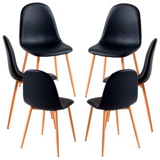 Regalos Miguel Packs Sillas Comedor - Pack 6 Sillas Teok Polipiel - Negro