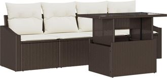 vidaXL Garden Sofa Set 5 pcs Brown and cream 100 x 55 x 73 cm Vidaxl
