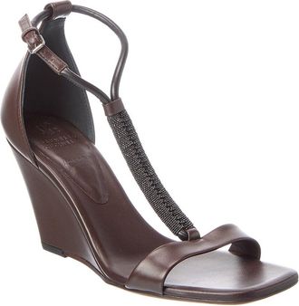 Brunello Cucinelli Leather Wedge Sandal