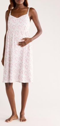Petite Plume Luxe Floral Pima Cotton Maternity Nightgown in Dorset Floral at Nordstrom, Size X-Small