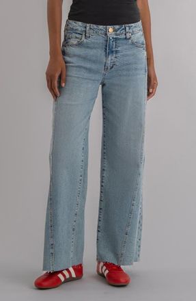 Kut from the Kloth Meg High Waist Raw Hem Wide Leg Jeans in Imagination at Nordstrom, Size 00