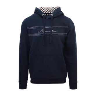 Aquascutum Heren Signature Regular-hoodie (Marine)