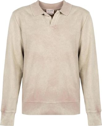 Guess Sweatshirt met polokraag - Heren - Sweatshirts & Hoodies - Beige - Maat: S Katoen