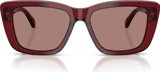 Emporio Armani 54mm Cat Eye Sunglasses in Shiny Bordeaux /Light Brown at Nordstrom