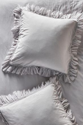 Anthropologie Organic Cotton Spa Sateen Ruffled Euro Sham