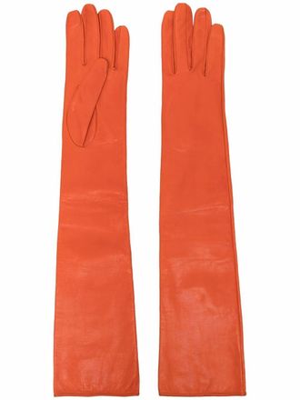 Manokhi Guanti lunghi in pelle - Arancione