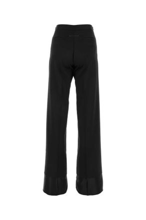 Maison Margiela Womens Black Stretch Polyester Blend Pant Pantaloni Trousers