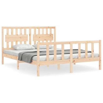 Berkfield Home Bed Frame with Headboard 160x200 cm Solid Wood in Light Brown