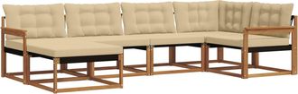 vidaXL Conjunto De Sof&aacute;s De Exterior 6 Uds. Natural Y Beige Vidaxl