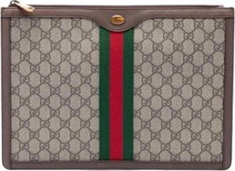 Gucci Pre-owned Canvas Clutch - Dames - Vintage Clutch - Beige - ONE Size - Leer - Vintage