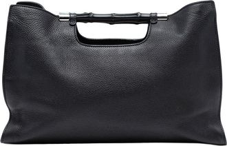 Gucci Pre-owned Gucci Medium Calfskin Bamboo Daily Shopper Satchel 370829 525040