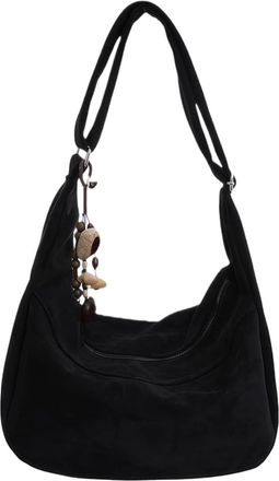 Generic Faux Suede Crossbody Bag for Women - Large Dumpling Hobo Shoulder Purse with Adjustable Strap, Internal Pockets & Polyester Lining for Work, Travel, C