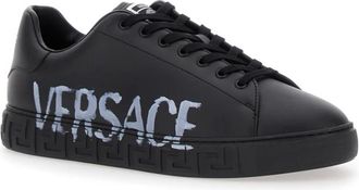 Versace Sneakers, male, Black, 9 1/2 UK, New Greca Black Low Trainers