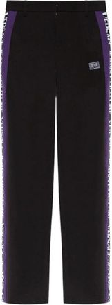 Versace Jeans Couture Elegante broek met rechte pijpen en logo detail - Maat 42 - Dames - Straight fit broeken - Zwart - S - Polyester - Broeken