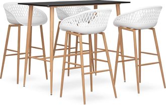 vidaXL Mesa Alta Y Taburetes De Bar 5 Piezas Negro Y Blanco Vidaxl