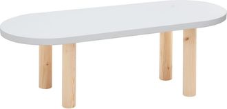 Deco Wood Mesa de centro de madera maciza blanca y natural 120x40cm