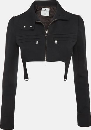 Courr&egrave;ges Courreges Paris Black Stretch Crepe Suspender Crop Jacket