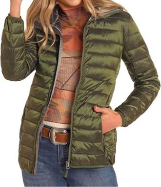 Panhandle Hooded Puffer Jacket In Olive
