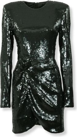 Rotate Sequins LS Mini Jurk - Dames - Feestkleedjes - Groen - M - Polyester - Kleedjes