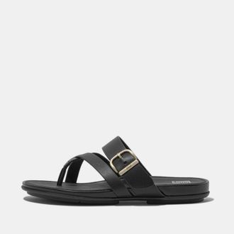 FitFlop Womens Fit Flop Gracie Buckle Leather Strappy Sandals in Black