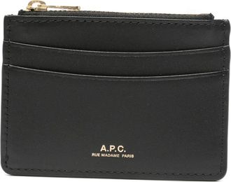 A.P.C. A.p.c., Accessoires, Dames, Zwart, ONE Size, Leer, Porte-Carte Paris
