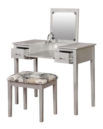 Linon Silver Butterfly Vanity Set