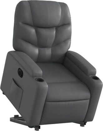 vidaXL Vidaxl - Sill&oacute;n Reclinable Elevable El&eacute;ctrico De Cuero Sint&eacute;tico Gris