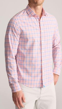UNTUCKit Plaid Performance Button-Up Shirt in Peach at Nordstrom, Size X-Large