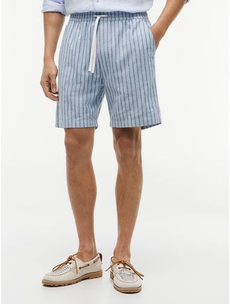 Tommy Hilfiger Mens Striped Cotton-Linen Blend 7 Short - Blue - XXXL