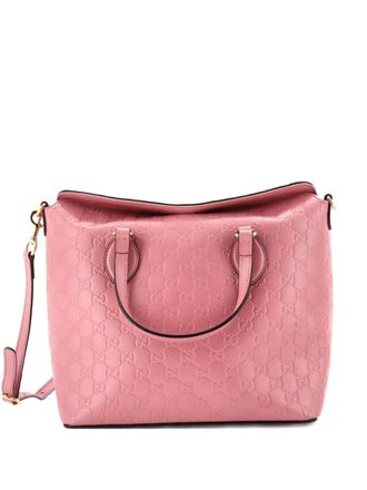 Gucci Signature Fold Over Tote Guccissima Leather Medium satchel - women - Calf Leather - One Size - Pink