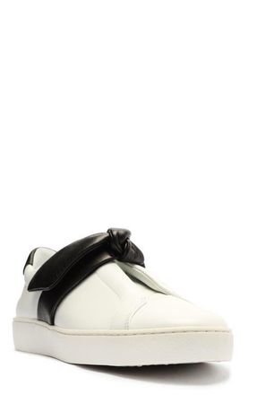 Alexandre Birman Clarita Bow Slip-On Sneaker in White/Black at Nordstrom, Size 10