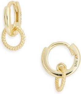 Argento Vivo Twisted Interlocking Huggie Hoop Earrings in Gold at Nordstrom Rack