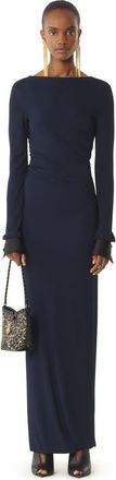 Lanvin Draped Dress In Crepe Jersey in Navy Blue at Nordstrom, Size X-Small