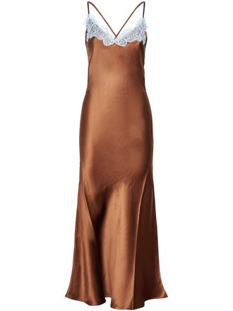 MC2 Saint Barth Silk Lace-Trim Long Slip Dress