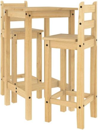 vidaXL Set De Mesa Alta Y Taburetes De Bar 3 Pzas Madera Maciza Pino Vidaxl