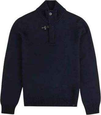 Fay Sweaters Blue - Heren - Coltruien - Blauw - L - Wol - Truien & Vesten