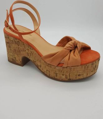 Bruno Menegatti Donna Wedge Sandal In Orange