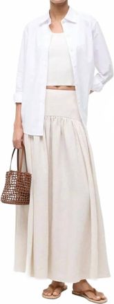 Staud Procida Linen Midi Skirt In Natural
