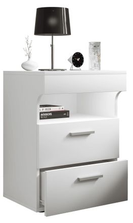 ebuy24 Ebuy24 - Mueble De Noche Vcm Mesita De Noche Con Dos Cajones Mesita De Noche Dimensiones Aprox. Al. 61 X An. 45 X P. 39 Cm - Slepal L (blanco)