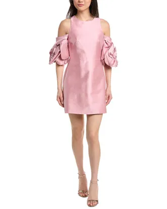 Marchesa A-Line Silk-Blend Mikado Mini Dress