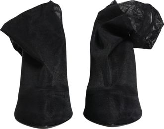 Dolce & Gabbana Black Silk Stretch Mesh Sock Boots Womens Shoes (Pre-Owned)