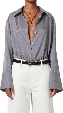 Citizens Of Humanity Camila Stripe Cotton & Silk Shirt in Imperial Stripe at Nordstrom Rack, Size Small