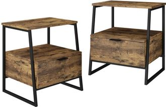 Vicco Comodino Lunor, Rovere rustico/nero, Set di 2 Vicco