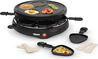 Tristar Raclette Tristar pour jusqu&agrave; 6 Personnes, Avec 6 Po&ecirc;lons et Zone Cr&ecirc;pe et Grill, &Oslash;29 cm, 800 W, Noir, RA-2998